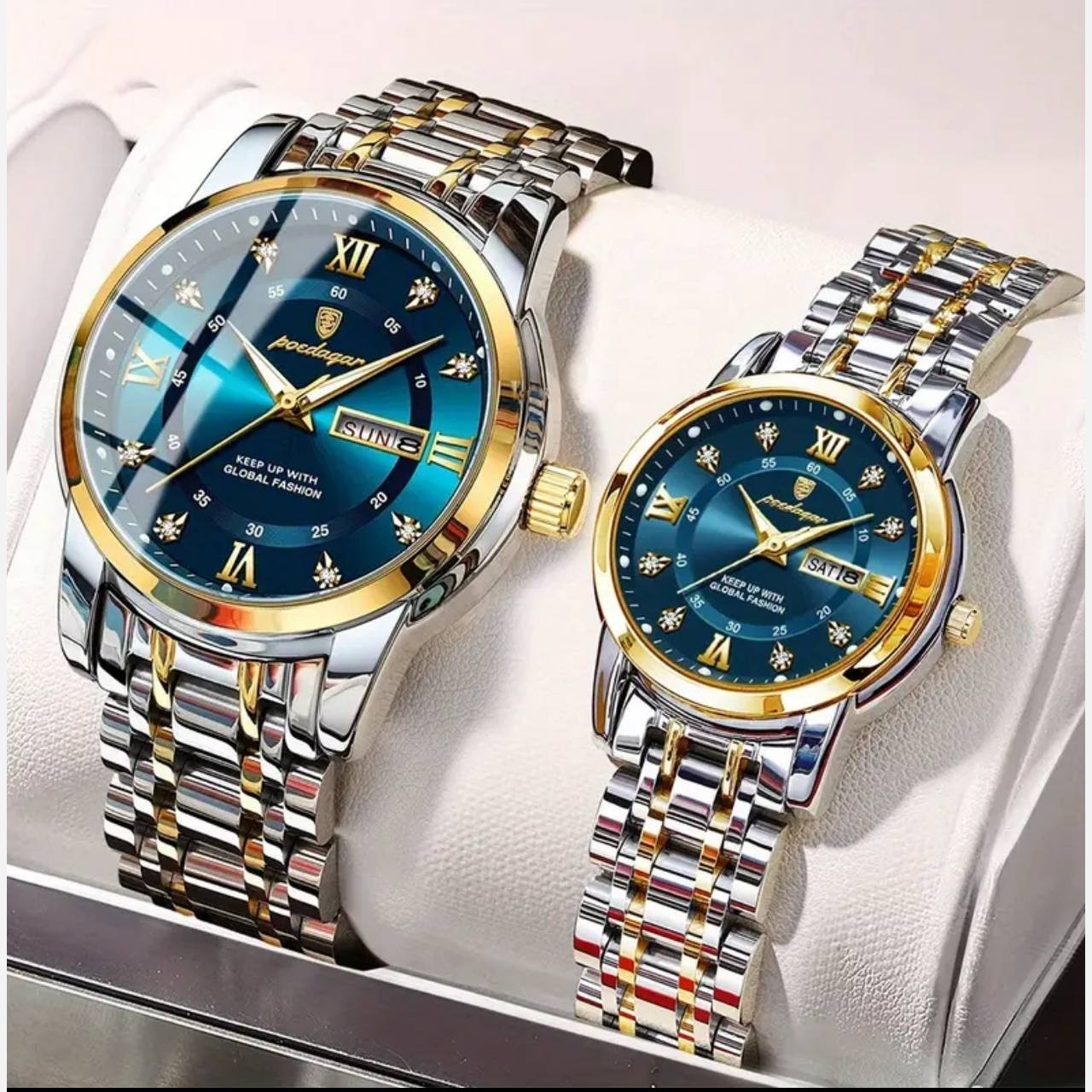 ساعت ست مچی مردانه زنانه اورجینال پوداگار بند استیل poedagar ضدآب ارسال رایگان