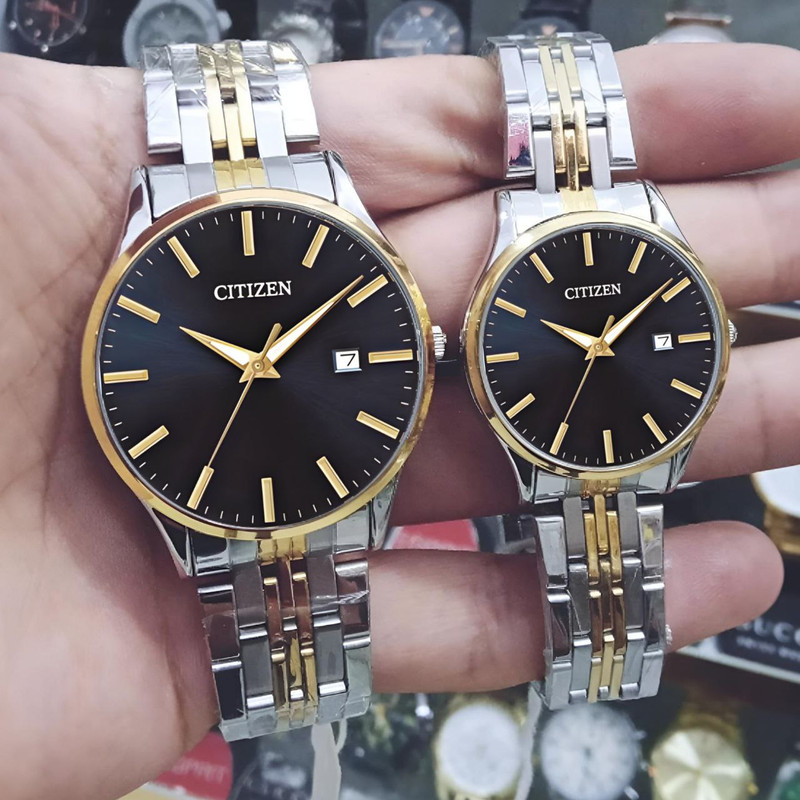 ست ساعت مچی عقربه ای زنانه و مردانه مدل خطی کد 05