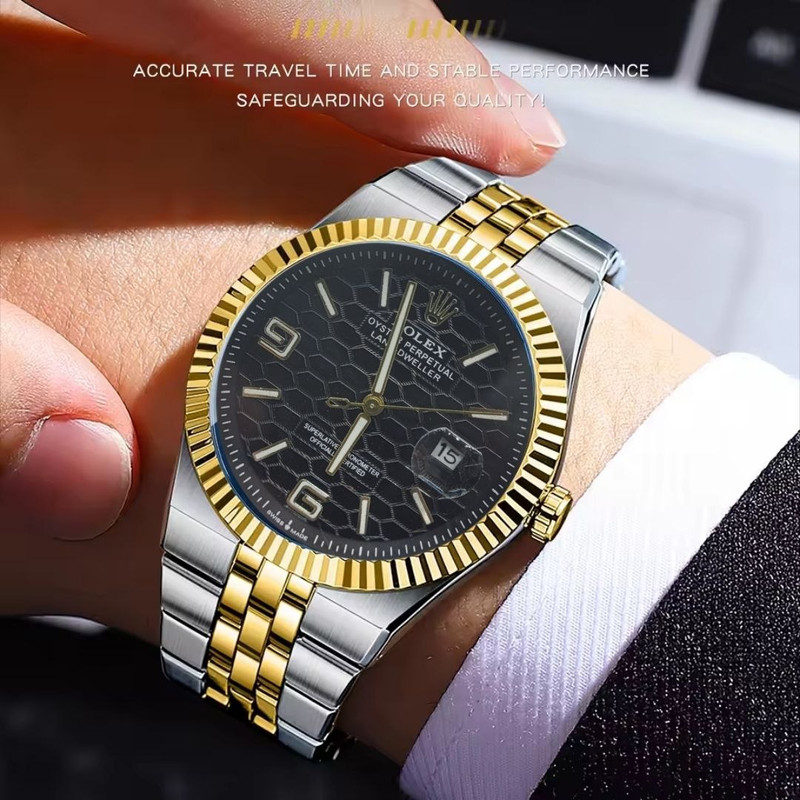 ساعت مچی عقربهای کوارتز مردانه مدل دیت جاست قفل مخفی کد 005