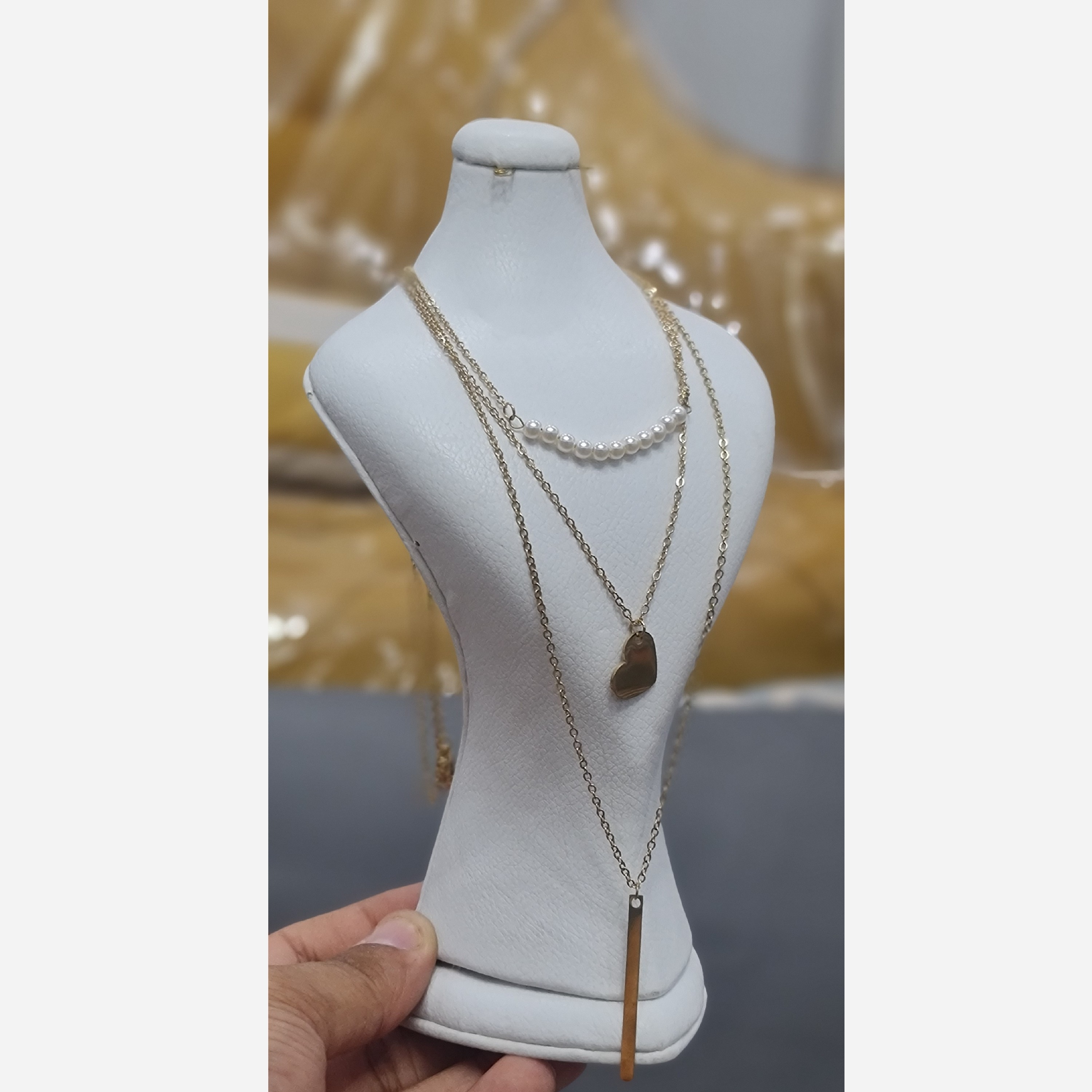 گردنبند سه لاین استیل زنانه درجه یک