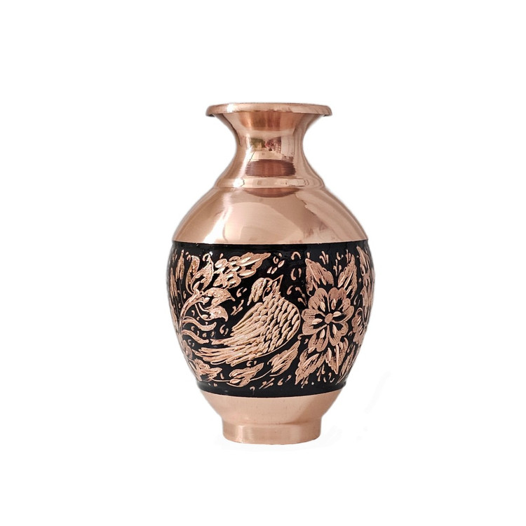 گلدان مسی الماس تراش مدل خمره ای ارتفاع 15