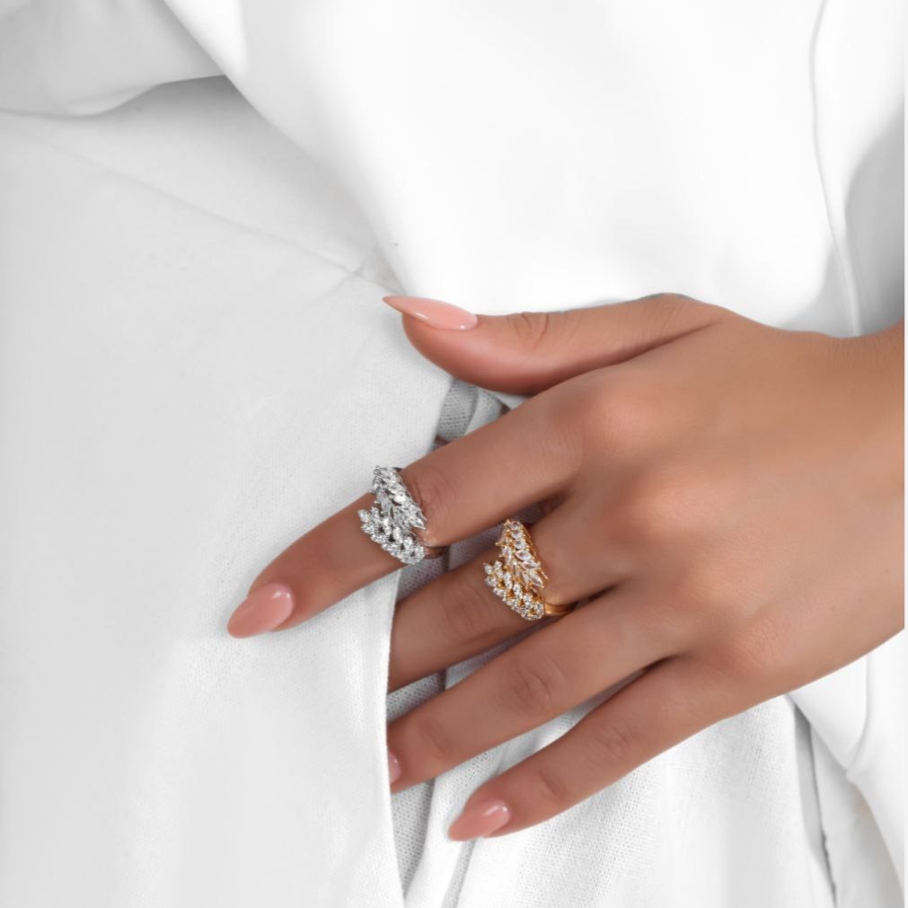 انگشتر طرح جواهری زنانه طرح نگین ضربدری فری سایز Free size تنوع طرح رنگ ثابت کد mp (پس کرایه)