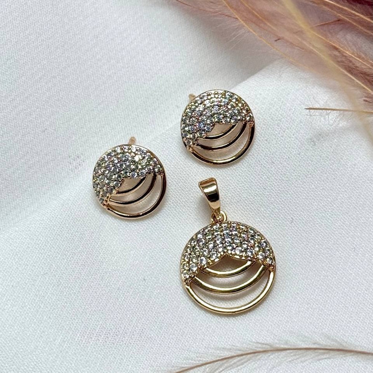 نیم ست گردنبند و گوشواره ژوپینگ زنانه طرح قلب نگین تنوع طرح رنگ ثابت کد sm (پس کرایه)