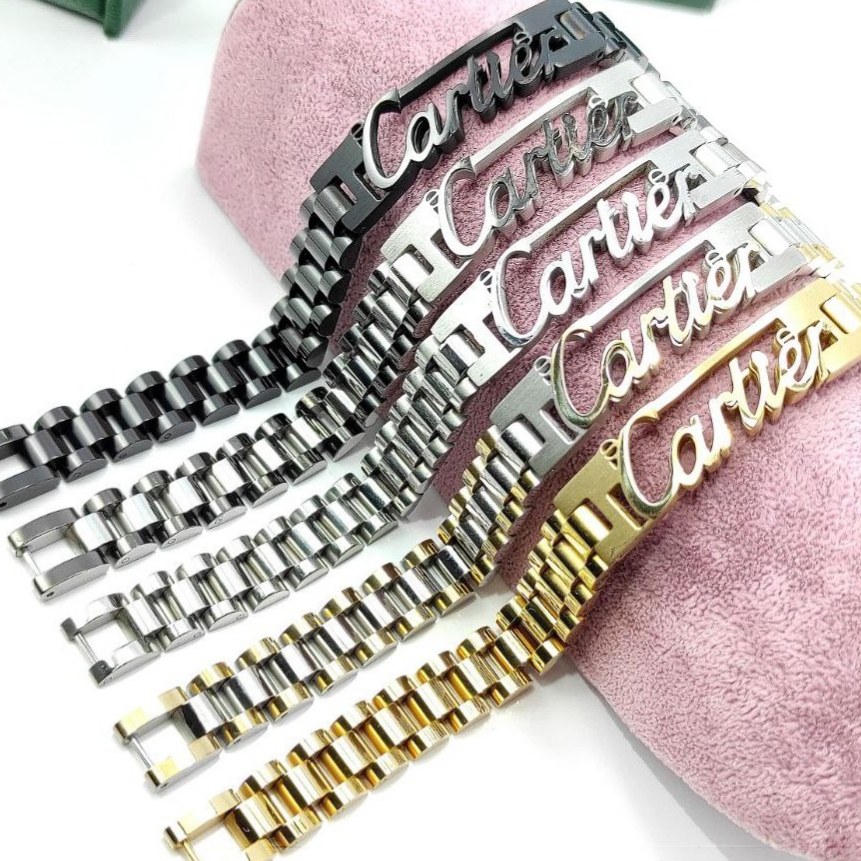 دستبنداستیل مردانه کارتیر cartier  رنگ ثابت کد mp
