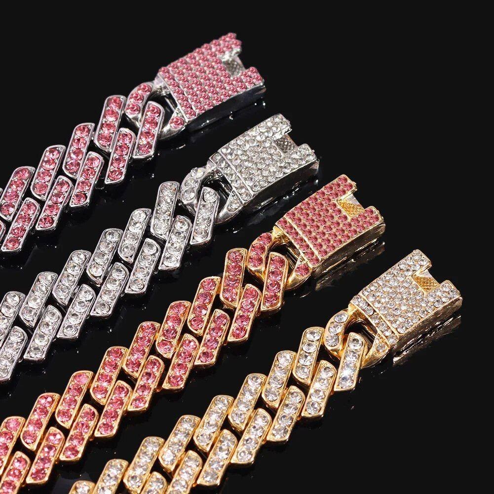 ست کارتیر فول نگین گردنبند و دستبند طرح چین فول chain در تنوع رنگ بالا درجه یک رنگ ثابت کد ki