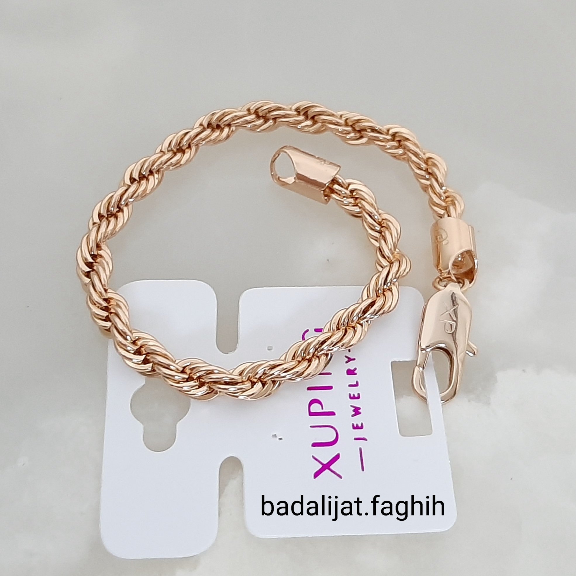 دستبند طنابی ژوپینگ طرح طلا کاملا رنگ ثابت حک خورده و آبکاری طلا شده