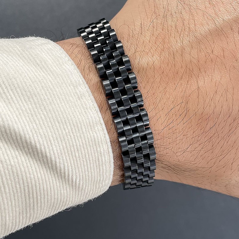 دستبند رولکس استیل 12میل رنگ مشکی .