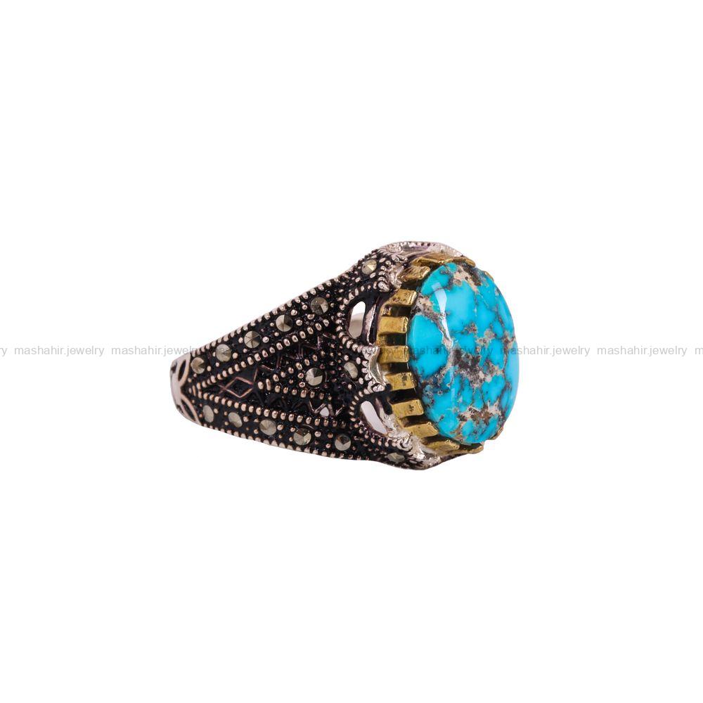 انگشتر فیروزه شجری مردانه کد 4079