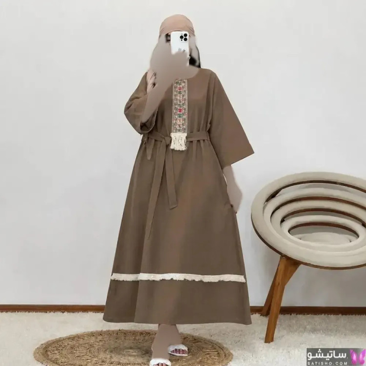 کفتان زنانه نوار کنفی جنس موسلین دبل فیس فری سایز