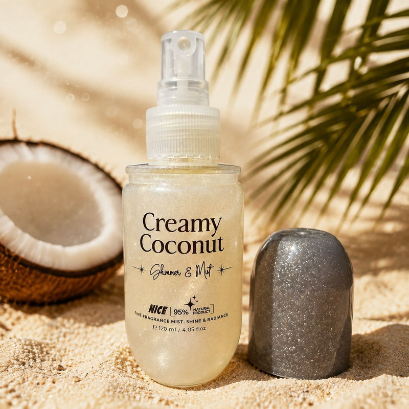 بادی میست شاین زنانه نایس پاپت مدل Creamy Coconut با رایحه گرم و شیرین حجم 120 میلیلیتر