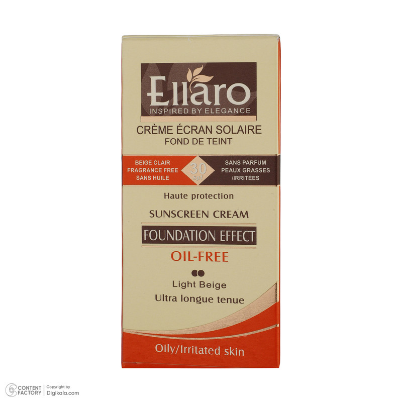 کرم ضد آفتاب رنگی الارو SPF30 سری Foundation Effect مدل Light Beige مناسب پوست های چرب تحت لیسانس حجم 40 میلی لیتر