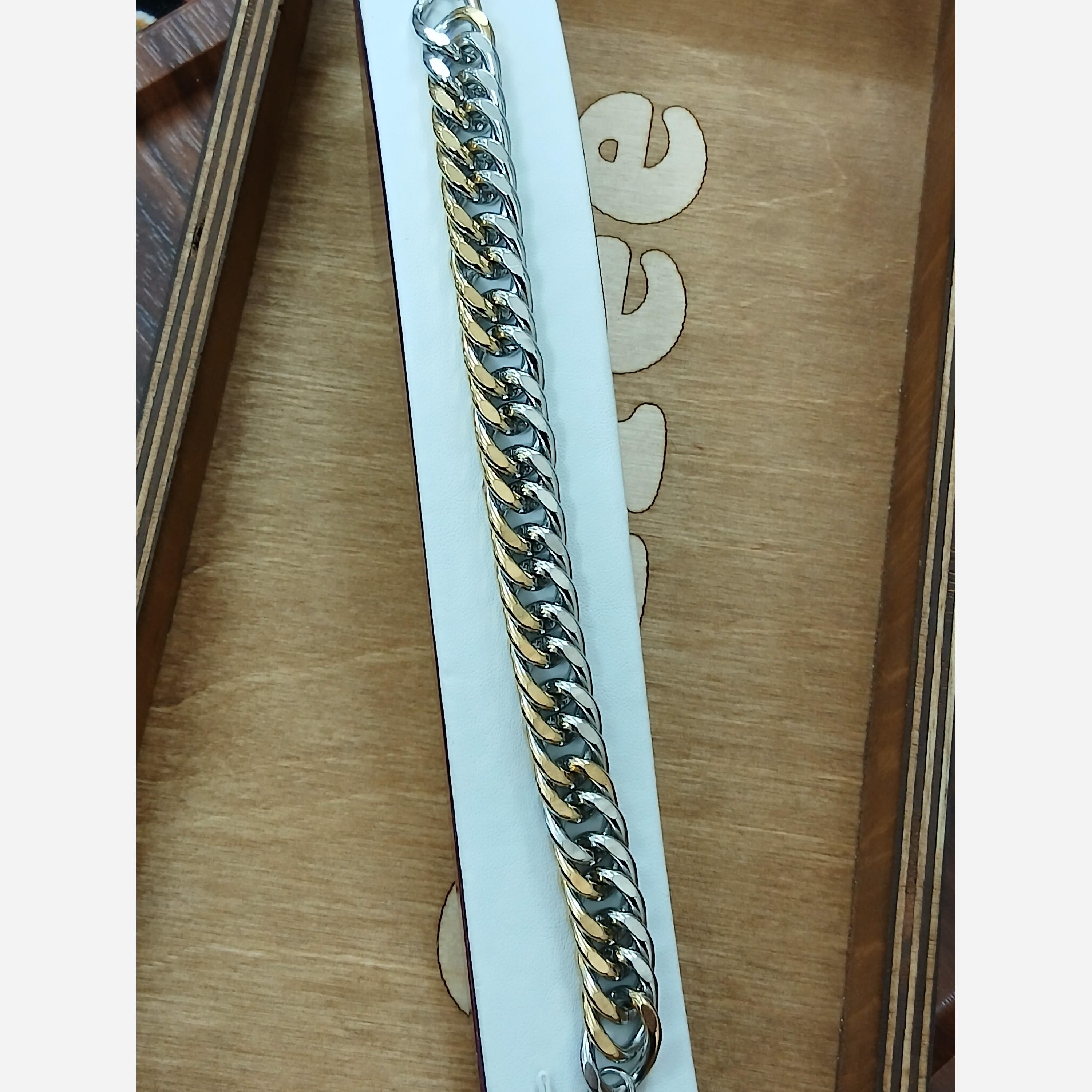 دستبند درشت درشت دو رنگ استیل