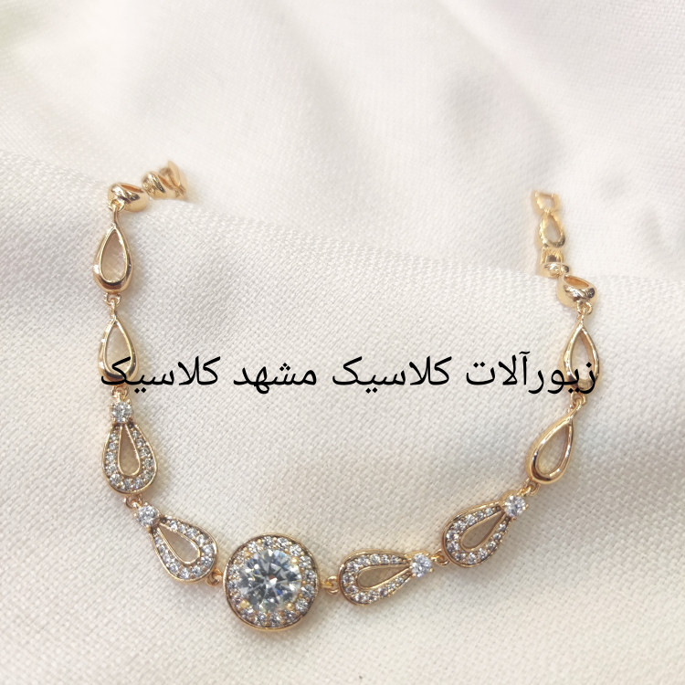 دستبند ژوپینگ اصلی تک نگین خفن طلایی نگین دار