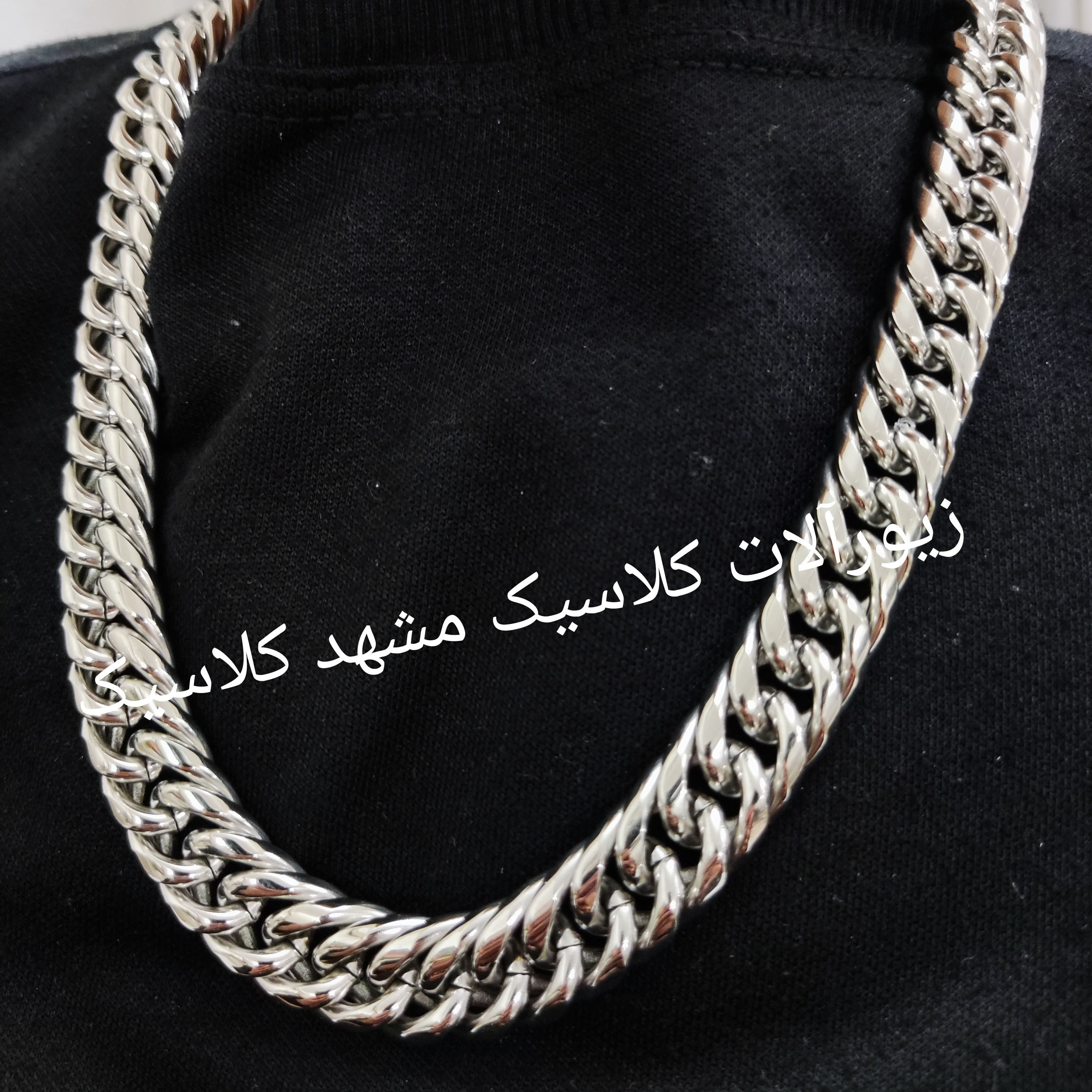 زنجیر درشت استیل نقره ای درشت مردانه