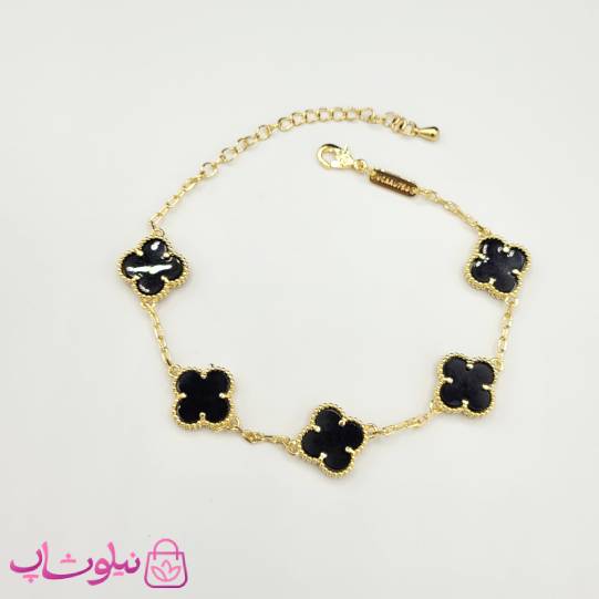 دستبند زنانه ونکلیف مشکی آبکاری طلا کیفیت مستر کد 700