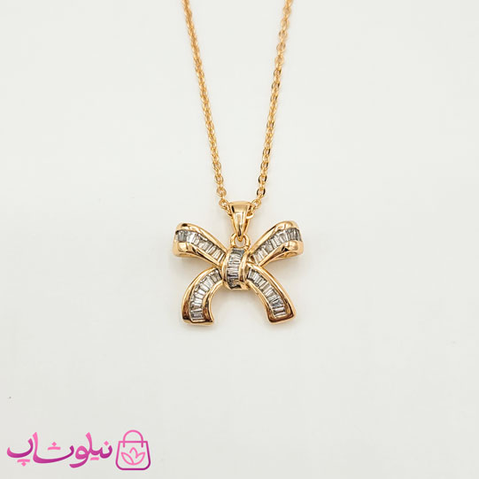 گردنبند دخترانه ژوپینگ مدل پاپیون نگیندار کد 499