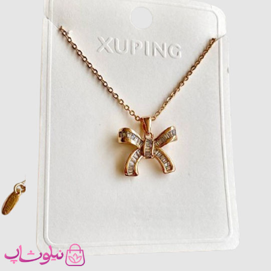 گردنبند دخترانه ژوپینگ مدل پاپیون نگیندار کد 499