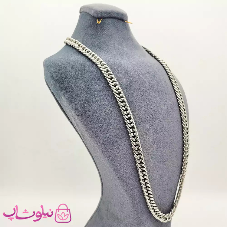 گردنبند مردانه کارتیه استیل نقره ای کد 499