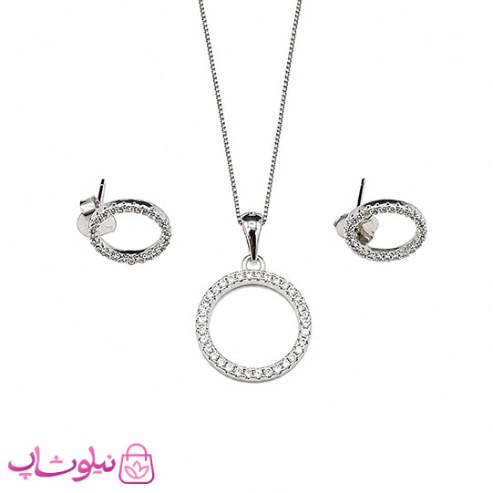 نیم ست زنانه نقره ظریف وارداتی عیار 925 مدل دایره وزن 3/300 گرم