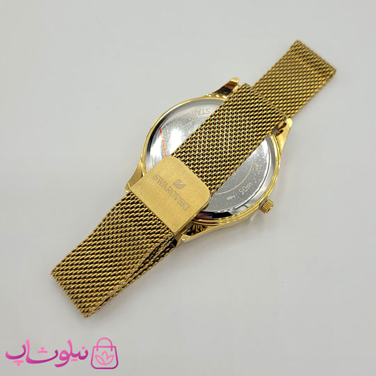 ساعت مچی سواروسکی زنانه موتور ژاپن مدل طلایی مشکی کیفیت مستر کد 1800