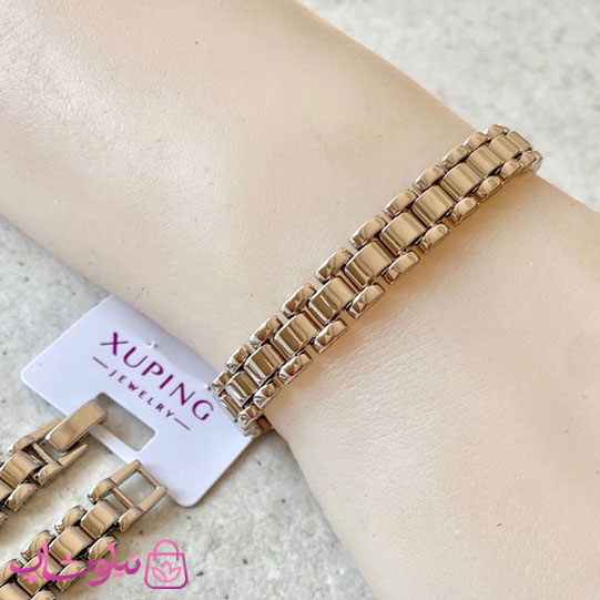 دستبند ژوپینگ طرح رولکس نقره ای طول 19.5 سانت کد 1099