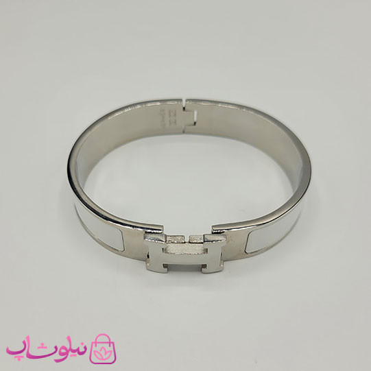 دستبند زنانه هرمس سفید نقره ای استیل قفل اورجینال کد 800