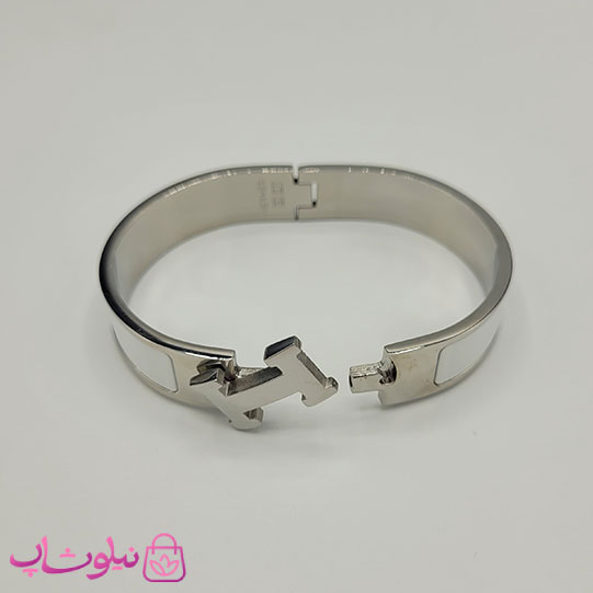 دستبند زنانه هرمس سفید نقره ای استیل قفل اورجینال کد 800