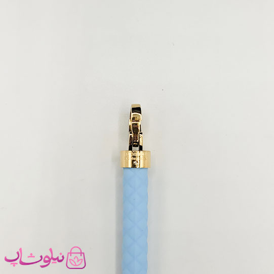 دستبند امگا رابر آبی روشن با قفل طلایی سایز لارج کیفیت مستر کد 1100