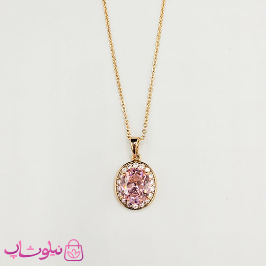 گردنبند زنانه ژوپینگ با پلاک صورتی کد 450