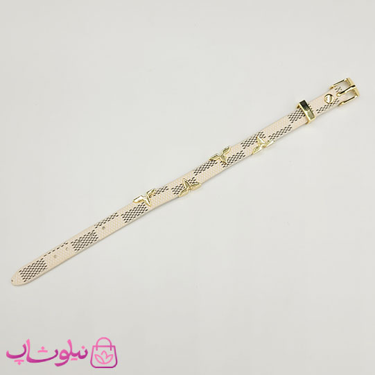 دستبند زنانه لویی ویتون مدل چرم استیل سفید طرحدار کد 500