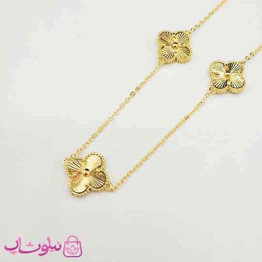 گردنبند زنانه ونکلیف طلایی آبکاری طلا تراشدار کیفیت مستر کد 750