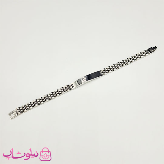 دستبند مردانه رولکس فول نقره ای پلاک دار استیل کد 6991