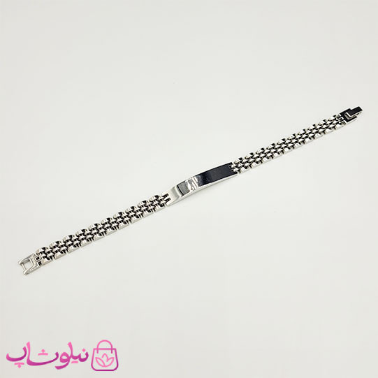 دستبند مردانه رولکس فول نقره ای پلاک دار استیل کد 6991