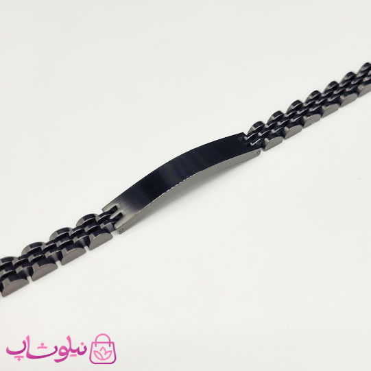 دستبند مردانه رولکس فول مشکی پلاک دار استیل کد 6991