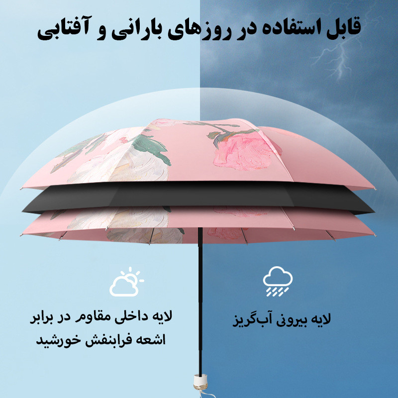 چتر گلد ایر مدل وارونه کیف دار کد Artistic Rose