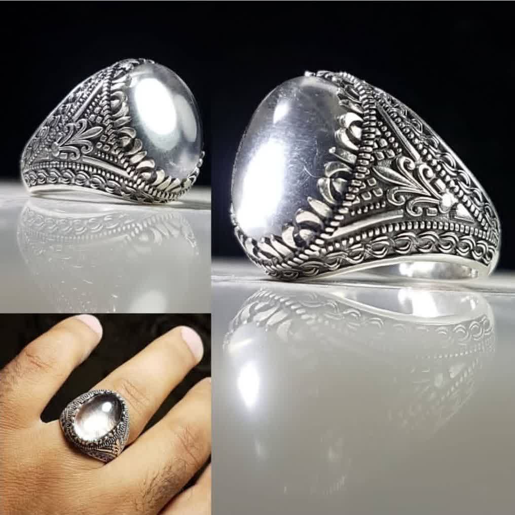 انگشتر نقره باسنگ درنجف کد 2507