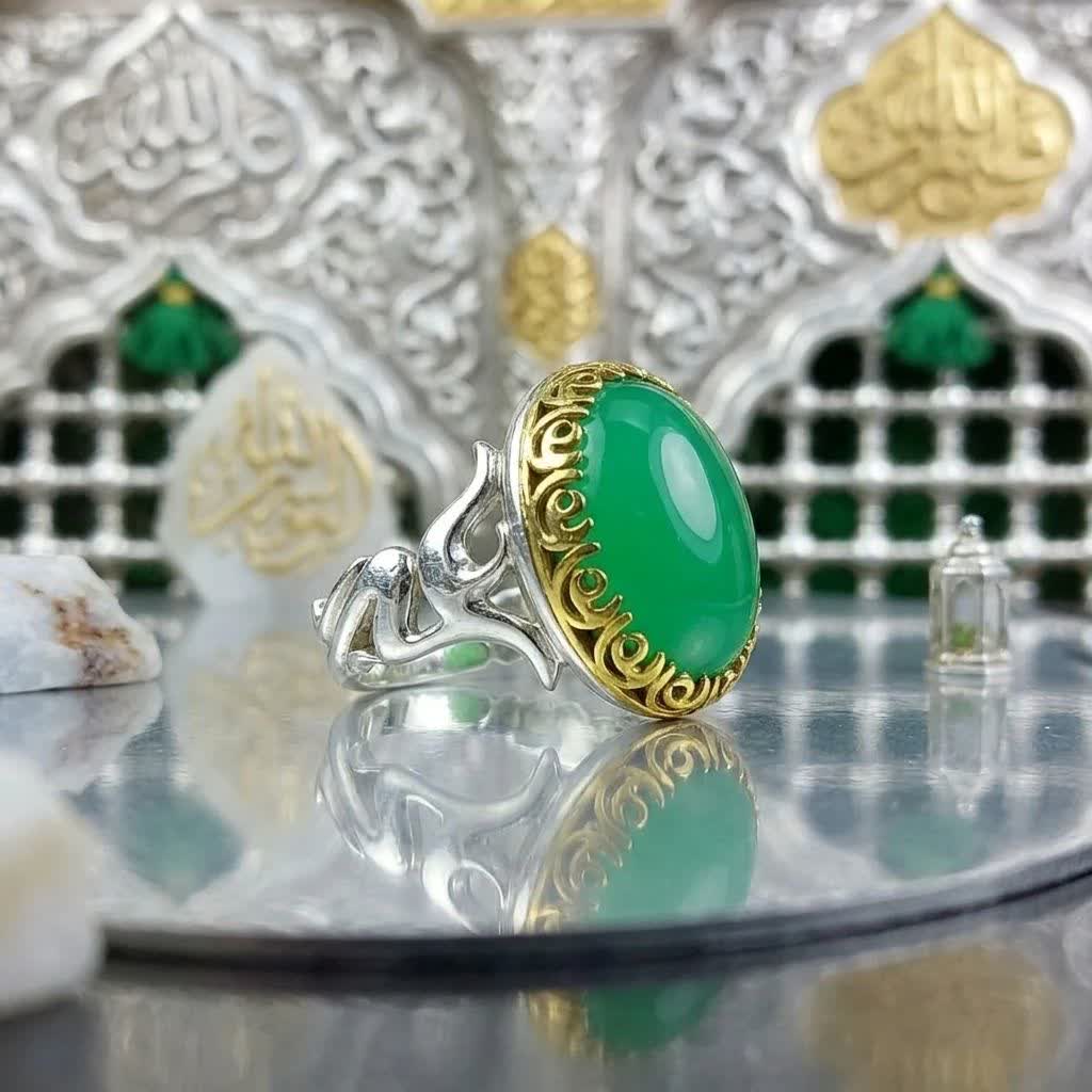 انگشتر عقیق سبز مردانه | انگشتری خاص برای استایل قدرتمند و متفاوت  کد 5000