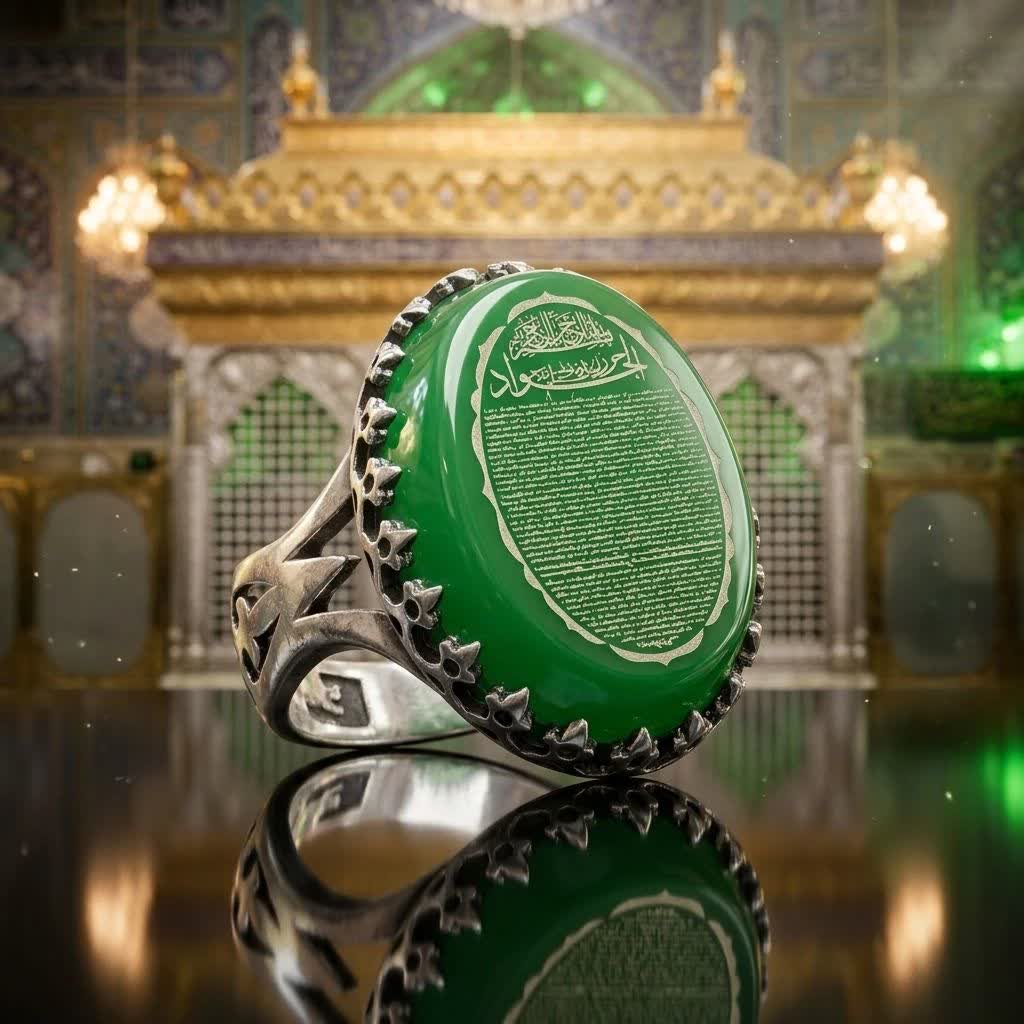 انگشتر عقیق سبز حرز امام جواد | نمادی از آرامش، برکت و محافظت معنوی  کد 4233