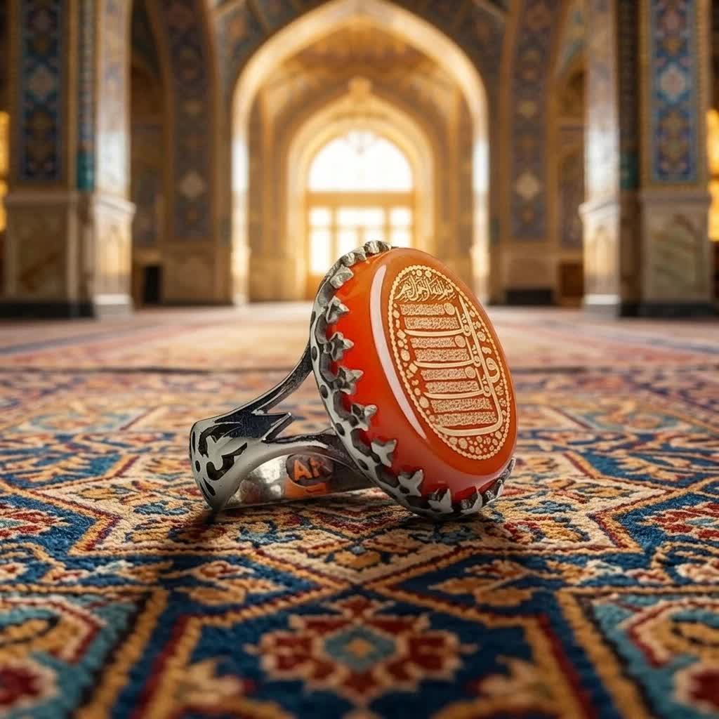 انگشتر عقیق قرمز چهار قل؛ ترکیبی از جذابیت مردانه، اصالت معنوی و شکوهی که نگاه‌ها را متوقف می‌کند  کد 4200