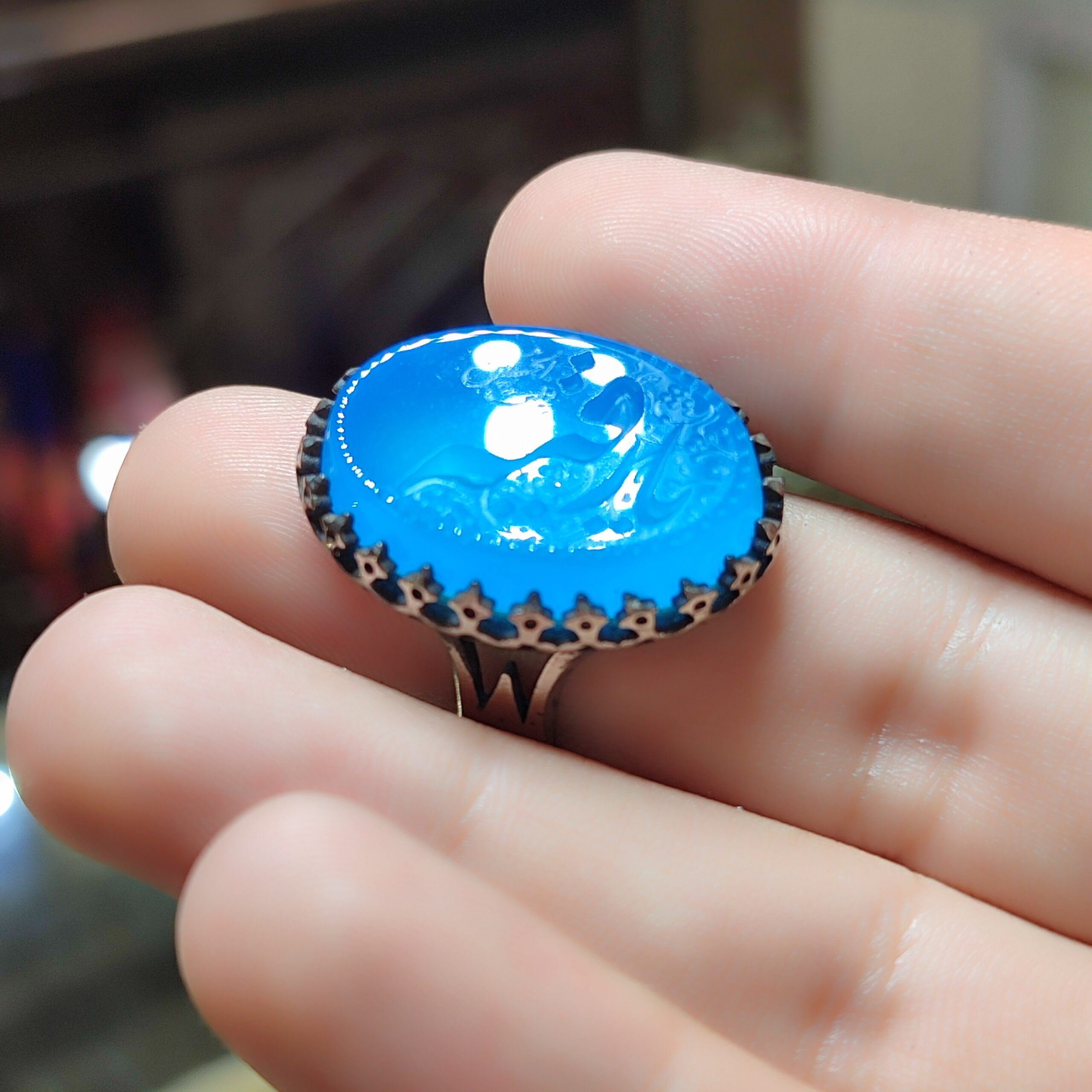 انگشتر آلیاژی باکیفیت حکاکی «یا رقیه بنت الحسین» با رکاب نیزه؛ جلوه‌ای از ایمان، صلابت و زیبایی ماندگار  کد 4003