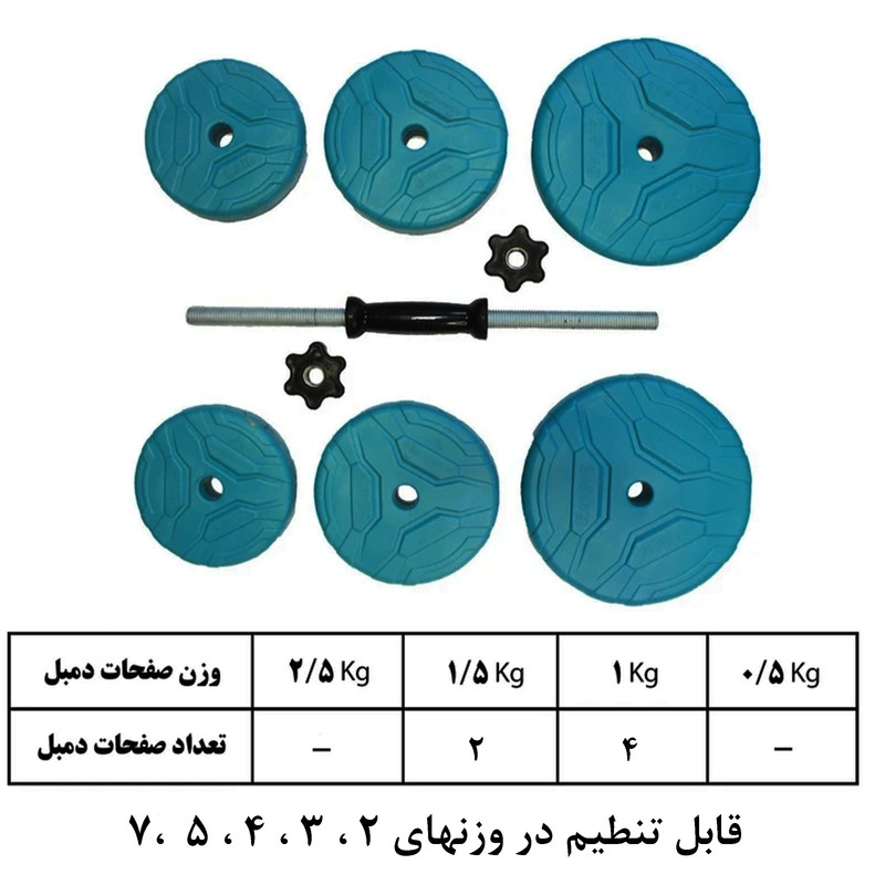 دمبل گرد قابل تنطیم وزن 7 کیلوگرم رادیس فیت مدل DVP-7Mix One Handle