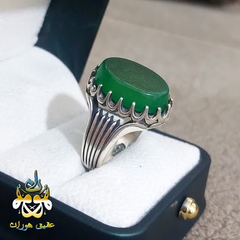 انگشتر عقیق سبز اصل حکاکی ده دعا