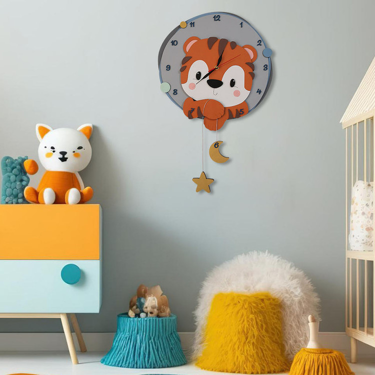 ساعت دیواری کودک طرح ببری مدل MKids71-A