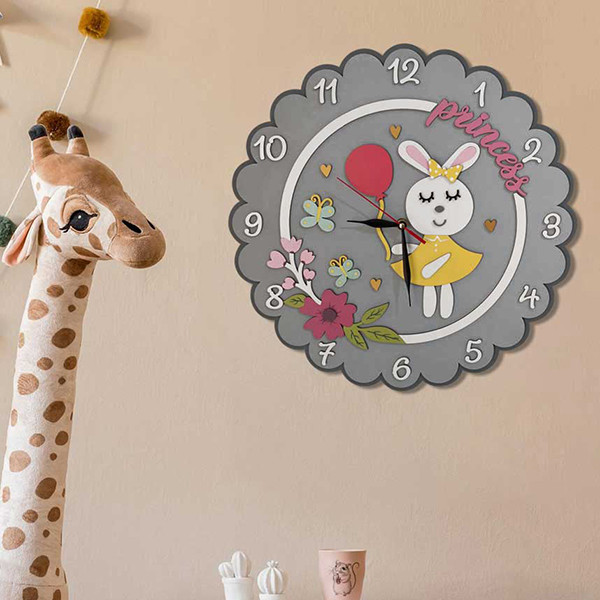 ساعت دیواری کودک طرح پرنسس خرگوش مدل MKids64-A