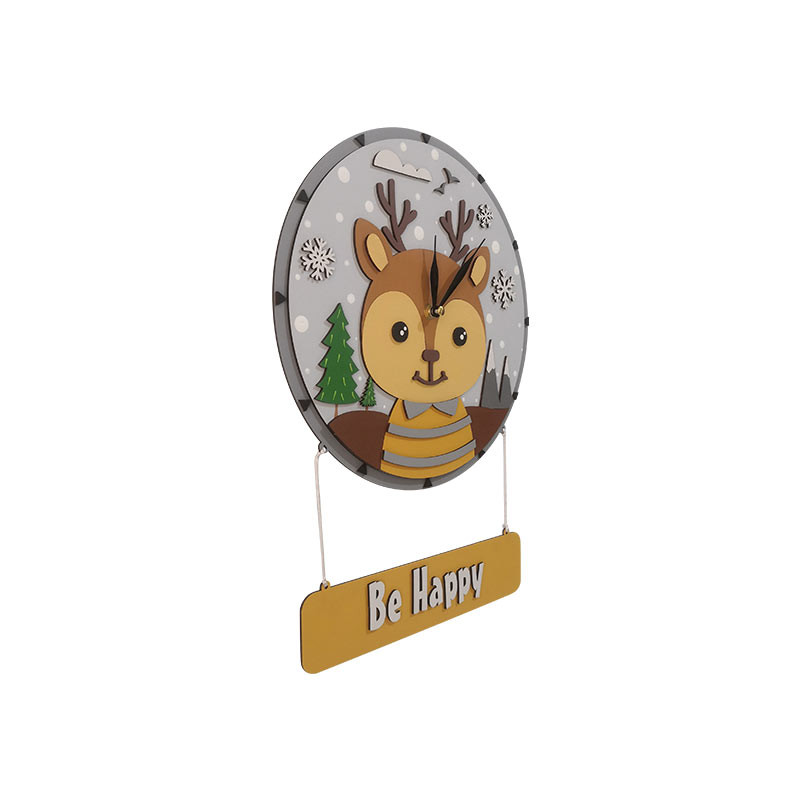 ساعت دیواری کودک طرح گوزن مدل Mkids43-DEER(D)