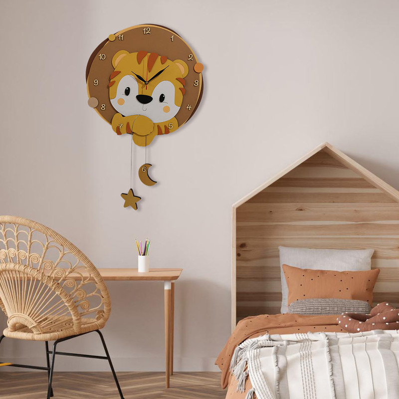 ساعت دیواری کودک طرح ببری مدل MKids71-B