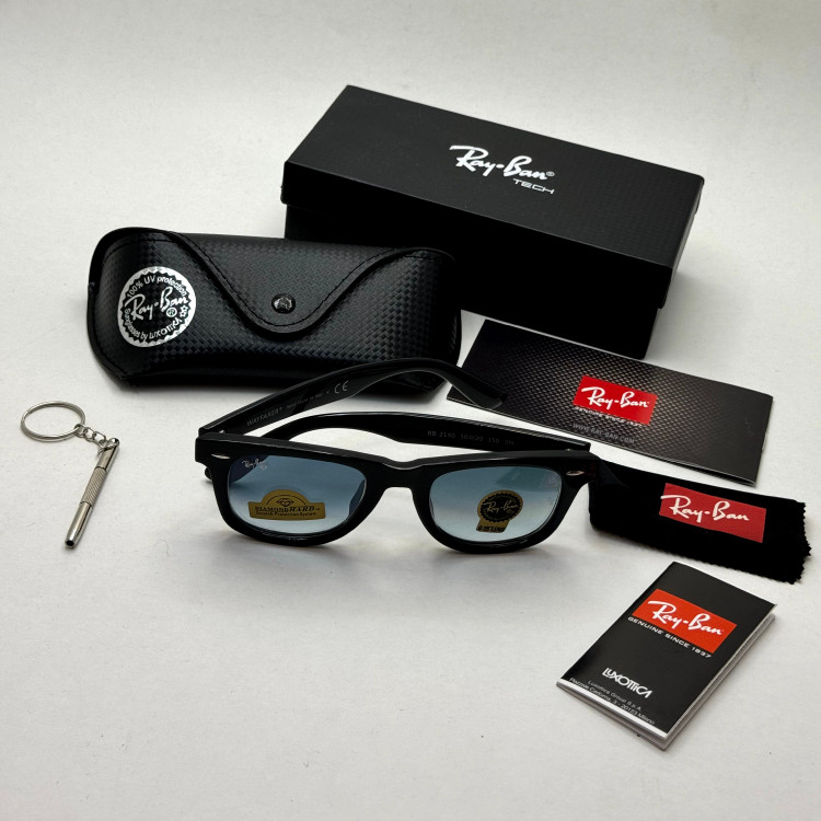 عینک ریبن ویفرر reyban WAYFARER سایز 50 آبی هایلایت به همراه پک کامل و اچار مخصوص عینک RB 2140 (ارسال رایگان)